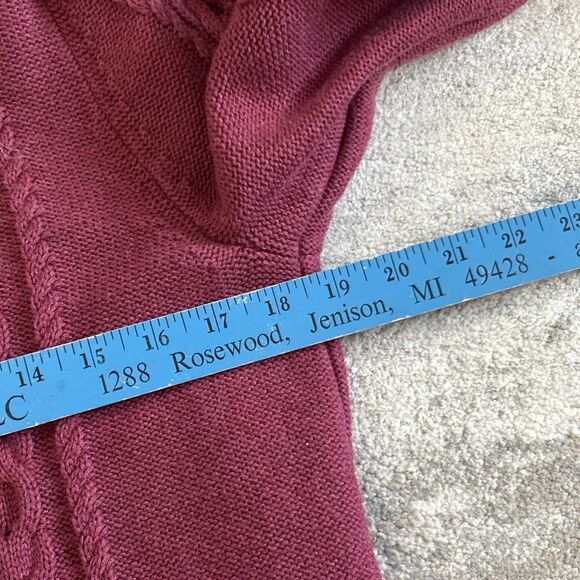 LL Bean Cardigan Sweater Womens Large Cotton Fisherman’s Raspberry Pink - Picture 6 of 7